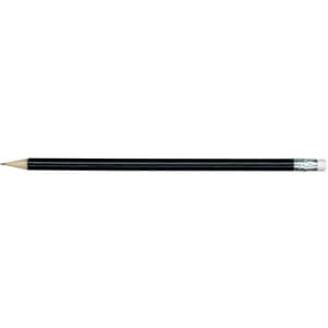 A grey-lead HB pencil with a black body and silver detailing at the tip.