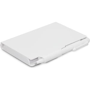 A Pocket Rocket Notebook in white, featuring a compact design with a built-in pen.