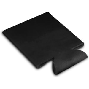 A black stubby cooler designed to fit standard drink bottles, made from neoprene material for insulation.