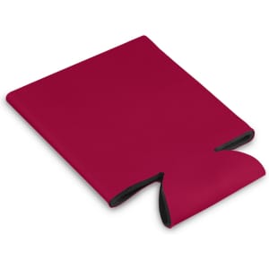 A drink bottle cooler in a vibrant red color, designed to fit standard-sized bottles for insulation.
