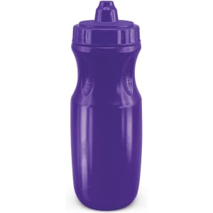 A drink bottle in a vibrant purple color with a contoured shape and a twist-on cap featuring a drinking spout.