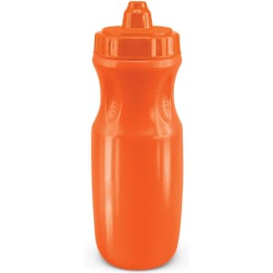 A drink bottle featuring a sleek, ergonomic design in vivid orange, with a flip-top spout for easy access.