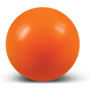 An orange stress ball in a smooth, round shape.
