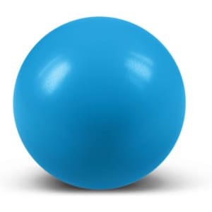 A blue stress ball, round and smooth, suitable for fun and relaxation.