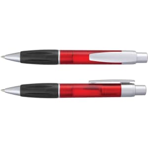 A set of Matrix Pens featuring a sleek design with a red barrel, silver accents, and a comfortable black grip.