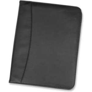 A black Bradford Zip Portfolio with a sleek design, ideal for organizing documents and business materials.