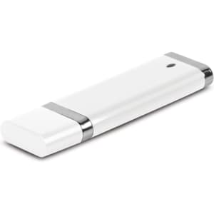 A Quadra 4GB Flash Drive in sleek white design with metallic accents. Suitable for storing and transferring data.