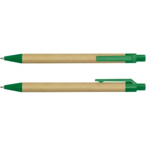 A Kraft Pen featuring a recycled brown paper body and green plastic accents.