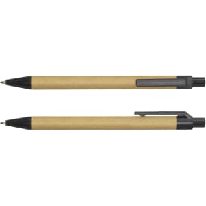 A Kraft Pen featuring a natural brown paper barrel and black plastic accents, designed for writing.