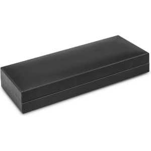 A sleek black presentation box designed for packaging writing instruments.