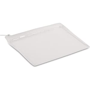 A clear zippered pouch designed for travel, suitable for carrying toiletries or small items.