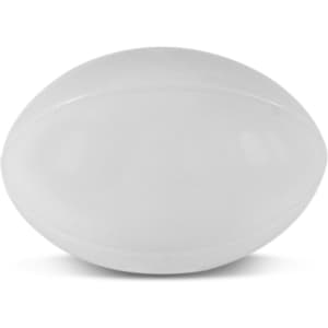 A stress rugby ball in a smooth, white finish.