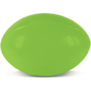 A stress rugby ball in bright green, designed for relieving stress.