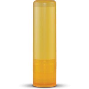A tube of yellow lip balm with a twist-up applicator.