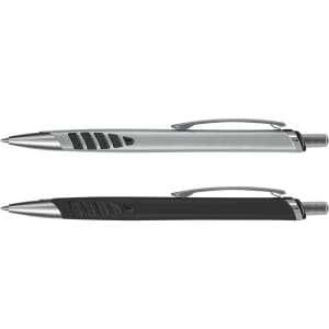 A B-52 Pen in silver and black, featuring a sleek design and a clip for easy attachment. Branding is present.