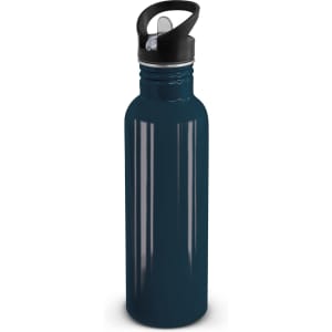 A drink bottle with a sleek, dark teal design, featuring a black cap and a flip-top spout for easy access.