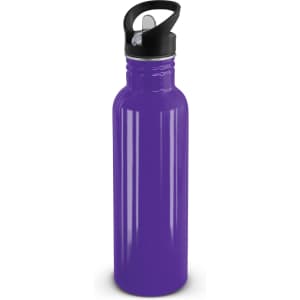A drink bottle with a sleek design in vibrant purple, featuring a black lid with a flip-top spout for easy access.