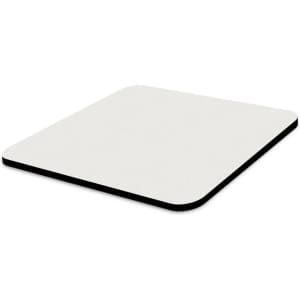 A Precision Mouse Mat featuring a smooth, white surface and rounded edges, complemented by a black underside.