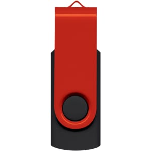 A Helix 4GB Mix & Match Flash Drive in red and black.