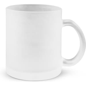 A Venetian Glass Coffee Mug featuring a clean, white exterior and a sturdy handle, designed for enjoying hot beverages.
