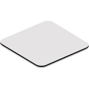 A square, blank coaster with rounded corners and a black edge, designed for promoting branding or artwork.