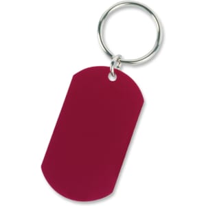 A red Lotus Key Ring with a smooth, rectangular design and a metal keyring attachment.
