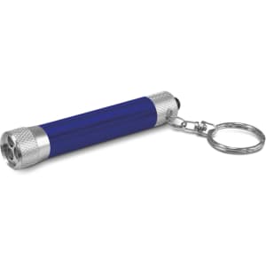 A Titan Torch Key Ring in a blue finish with a silver-colored end, featuring a keychain attachment.