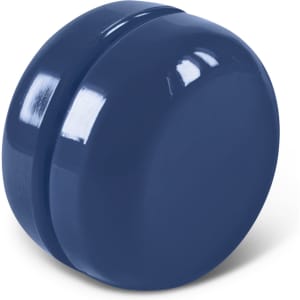 A navy blue yoyo with a glossy finish and a simple, rounded design.