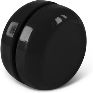 A black yoyo with a smooth, glossy finish and a simple, rounded design.