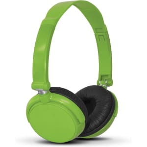 A pair of green Pulsar Headphones with a black padded headband and ear cushions.
