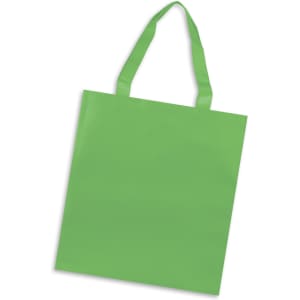 A green tote bag with two handles and no visible branding or text.