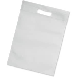 A light grey gift tote bag featuring a handle and a simple design. The bag has a blank surface, ideal for customisation.