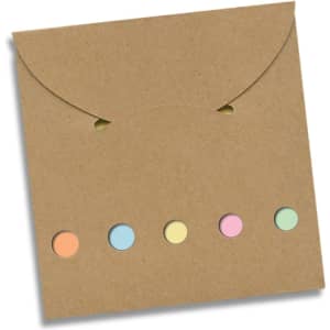 A Cameo Pocket Pad featuring a kraft paper envelope with five colored sticky notes in pastel shades.