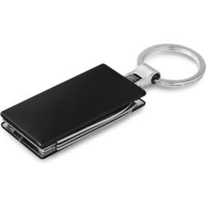 A sleek black multi-function metal key ring featuring a compact design and a sturdy keychain loop.