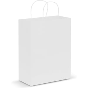 A large white paper carry bag with two handles.
