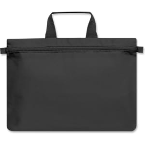 A black Expo Satchel with a zippered closure and two carrying handles.