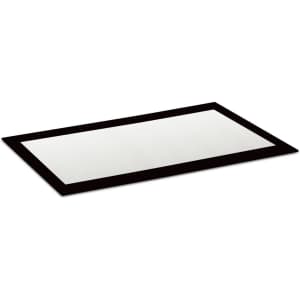 A rectangular counter mat with a black border and a smooth, blank surface.