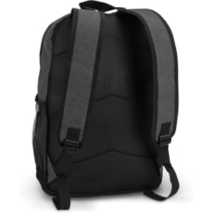 A grey and black Traverse Backpack featuring padded straps and a mesh side pocket. It has a sleek, modern design.