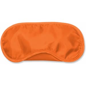 An orange eye mask designed for comfort and relaxation.