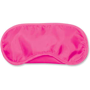 A bright pink eye mask with a soft, smooth surface and a contoured shape for comfort.