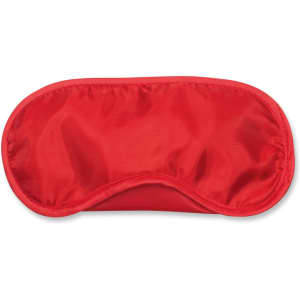 A bright red eye mask featuring a smooth fabric design, ideal for blocking light.
