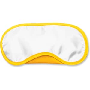 A yellow eye mask with a soft fabric design and a white interior.