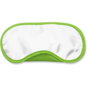 A full-color eye mask featuring a bright green border and a white center.