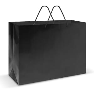 A black laminated carry bag, extra large, with dual black handles.