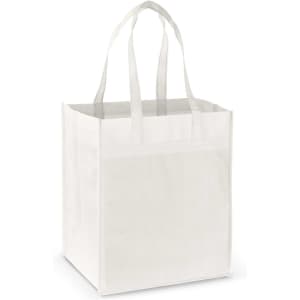 A cream-coloured Mega Shopper Tote Bag with two handles and a plain front panel, featuring a logo.