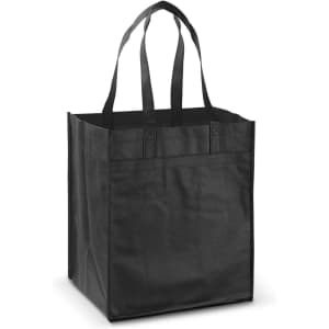 A black Mega Shopper Tote Bag with sturdy handles.