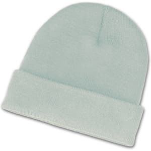 A light green beanie with a folded cuff, designed for comfort and style.