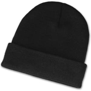 A black Everest Beanie with a fold-over cuff.