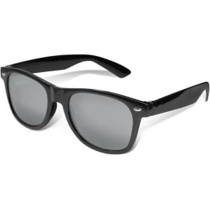 Malibu Premium Sunglasses featuring a sleek black frame and mirror lenses, ideal for leisure and outdoor activities.
