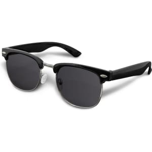 Maverick sunglasses in black with grey lenses, featuring a sleek design and logo on the side.
